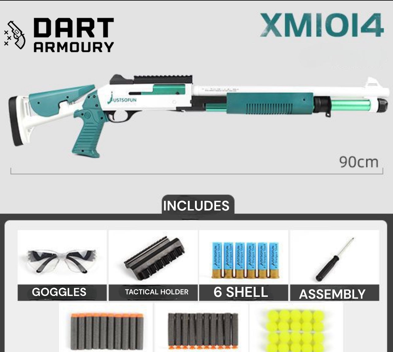 M1014 Combat Shotgun - Shell Ejecting Pump Action Toy Gun with Darts and Balls
