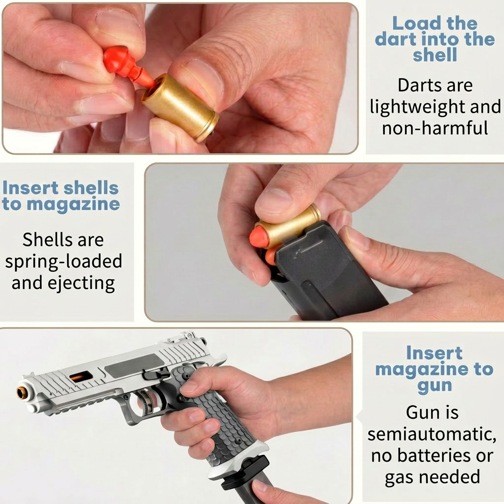 1911 Tactical Blowback Pistol Semiauto Dart Blaster Toy Gun