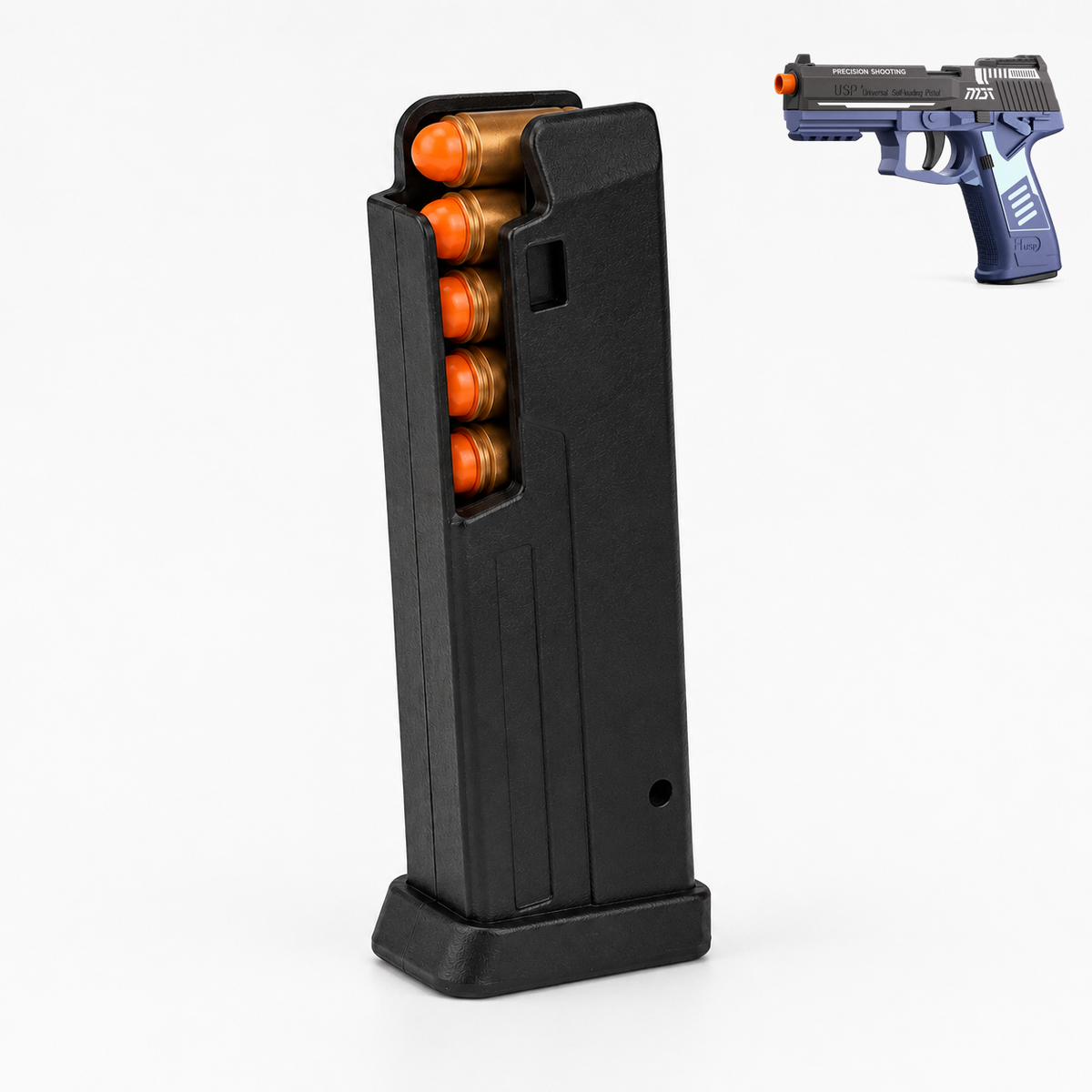 Spare magazine loaded with toy shells and darts for the USP45 toy pistol
