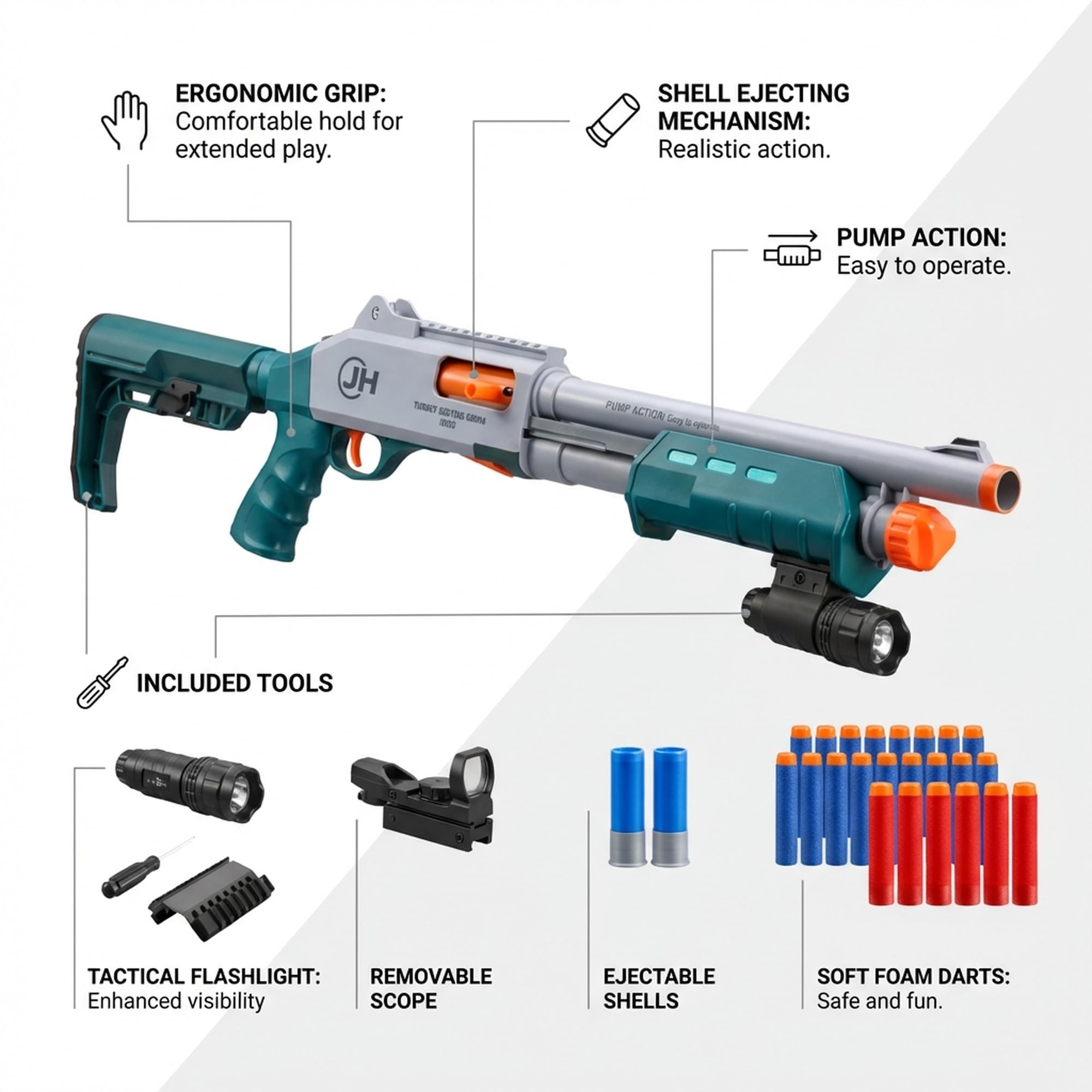 M870 Lite Tactical Shotgun Shell Ejecting Foam Dart Gun – Dart Armoury