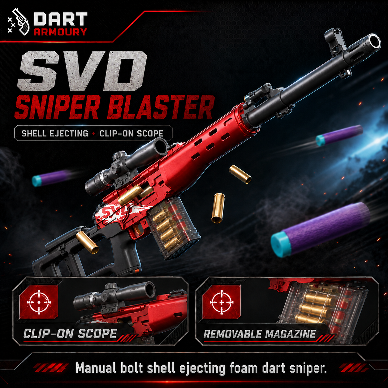 SVD Sniper Shell Ejecting Soft Dart Gun