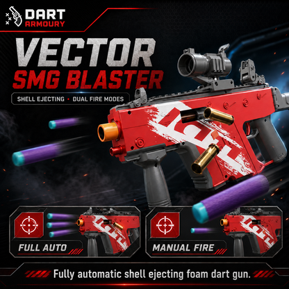 Vector SMG Shell Ejecting Toy Gun Electric Automatic Foam Dart Blaster
