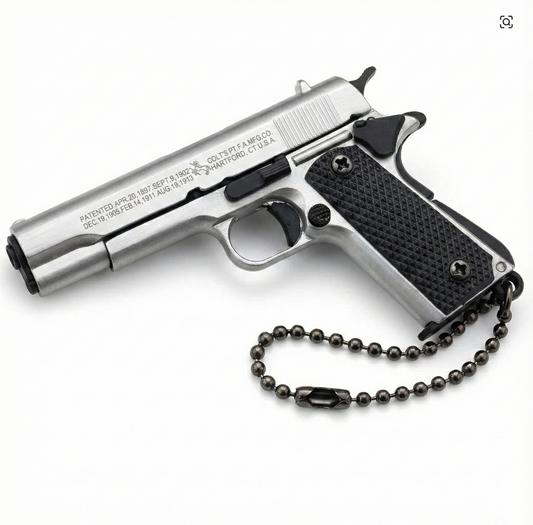 Miniature 1911 Pistol Keychain with Moving Parts and Shells