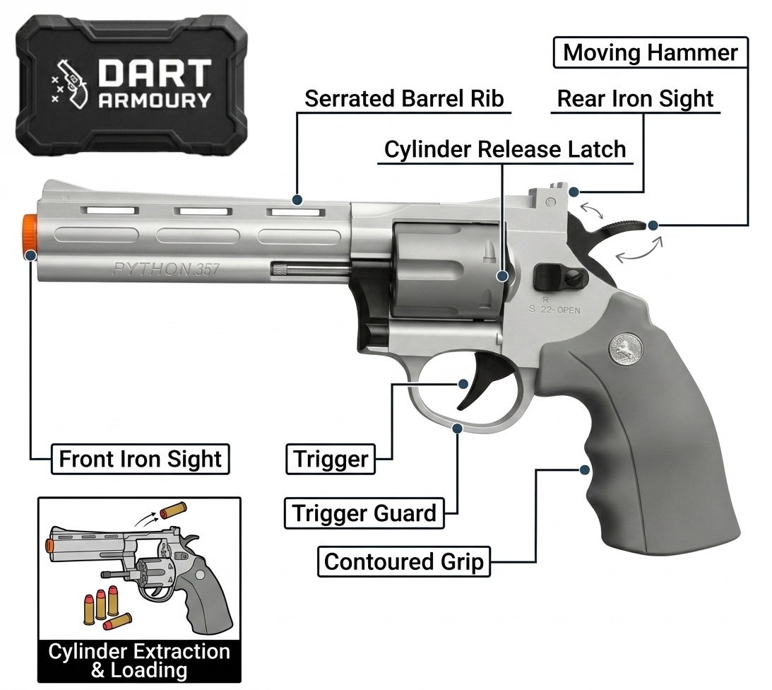 Revolver Semiauto Pistol Soft Dart Blaster Cosplay / Prop Toy Gun