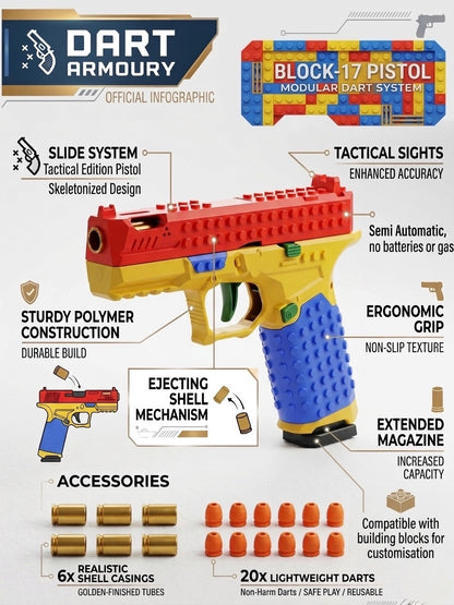 Block-17 Shell Ejecting Toy Pistol | Dart Blaster & Cosplay Prop