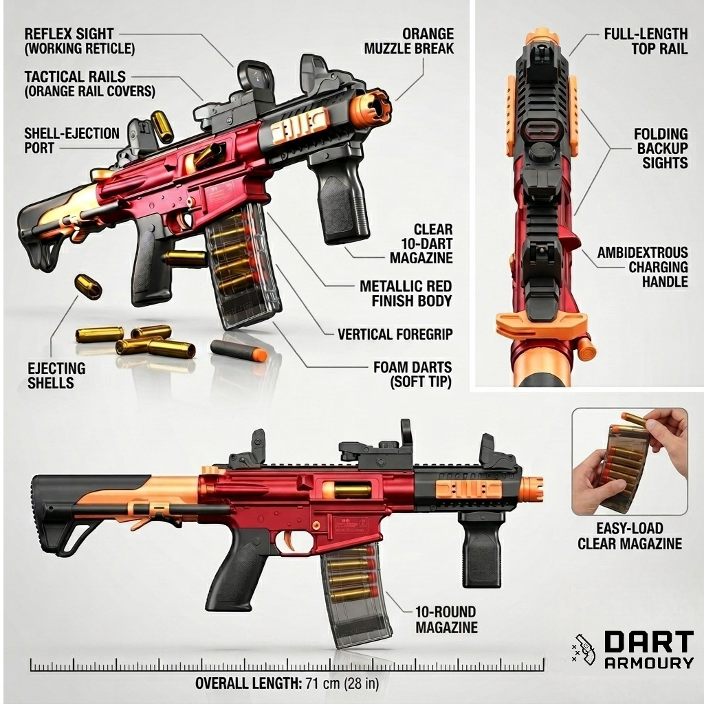 M4-CQB Compact Assault Rifle Shell Ejecting Foam Dart Toy Gun