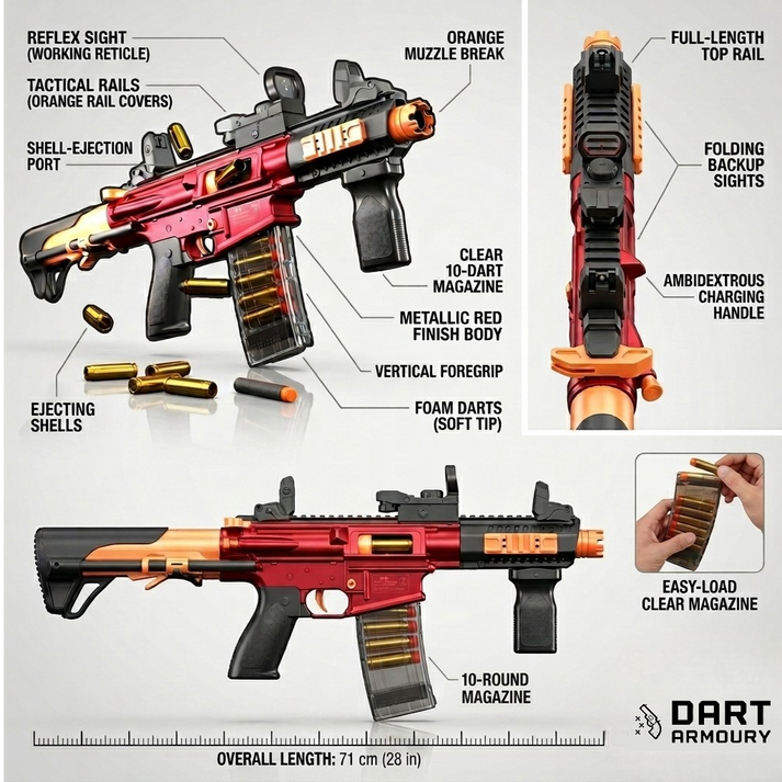 M4-CQB Compact Assault Rifle Shell Ejecting Foam Dart Toy Gun – Dart ...