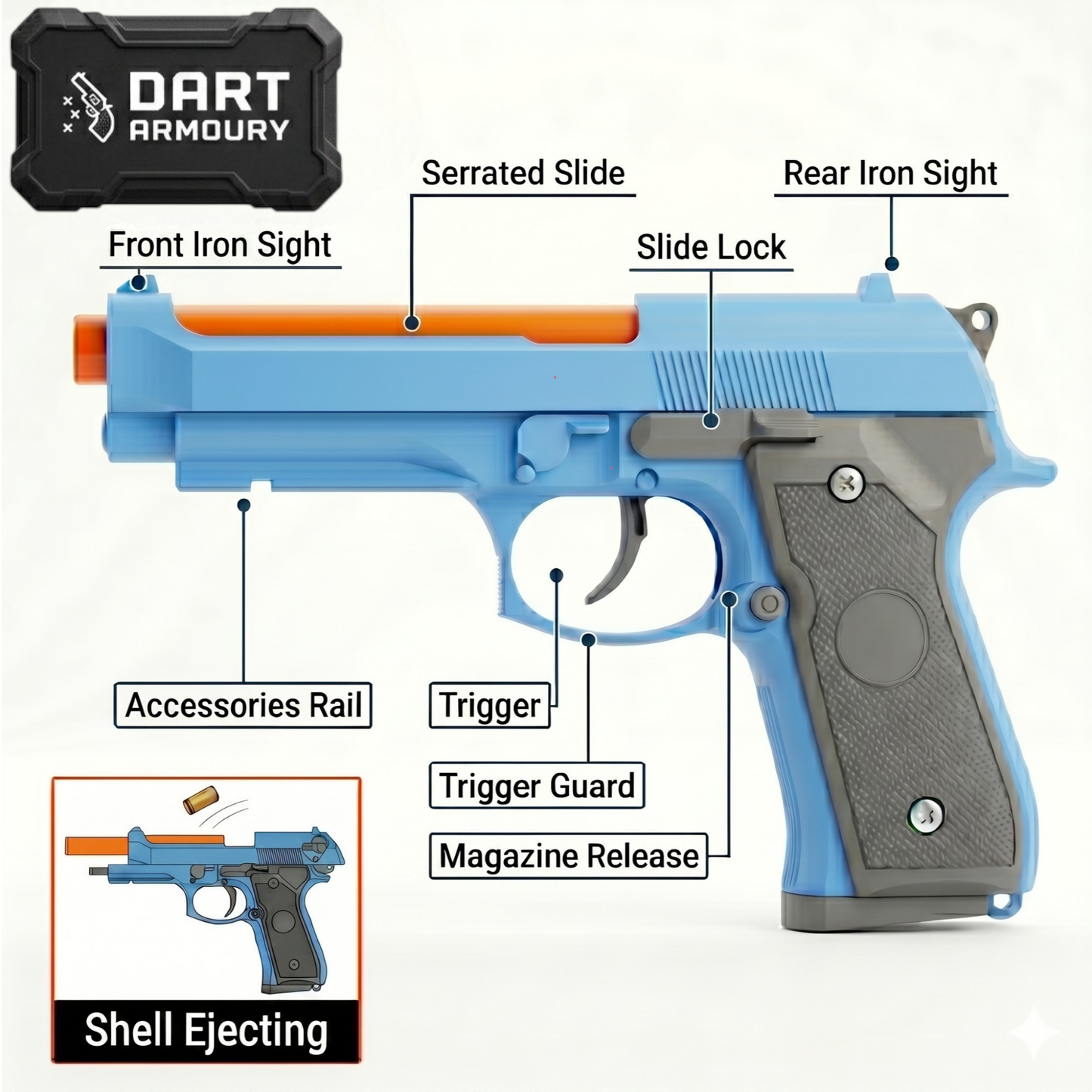 M9A3 Pistol Shell Ejecting Toy Gun & Cosplay Prop