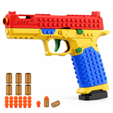 Block-17 shell ejecting building block toy pistol with shells and foam darts