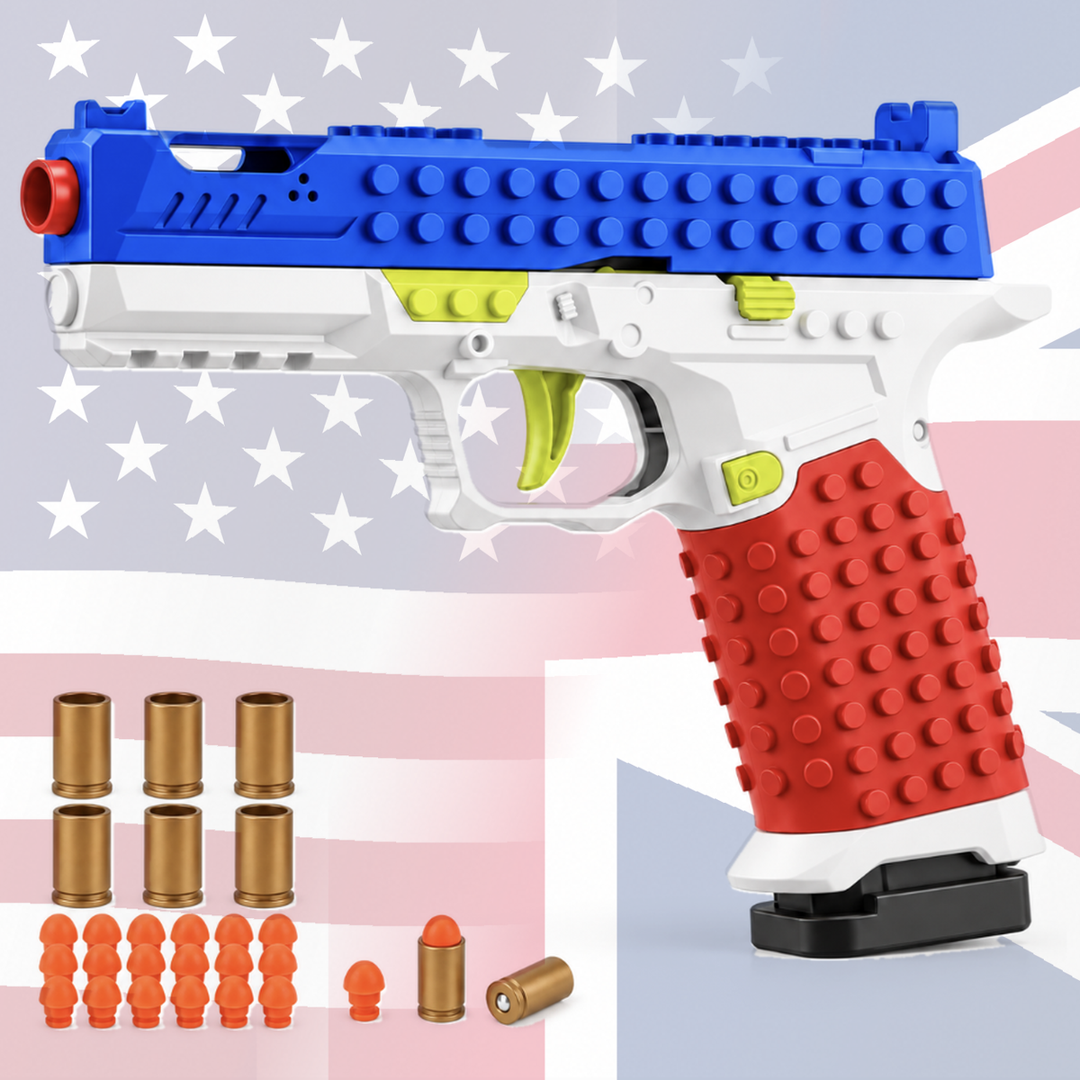 Block-17 "Patriot" Edition Shell Ejecting Toy Pistol | Dart Blaster & Training Prop