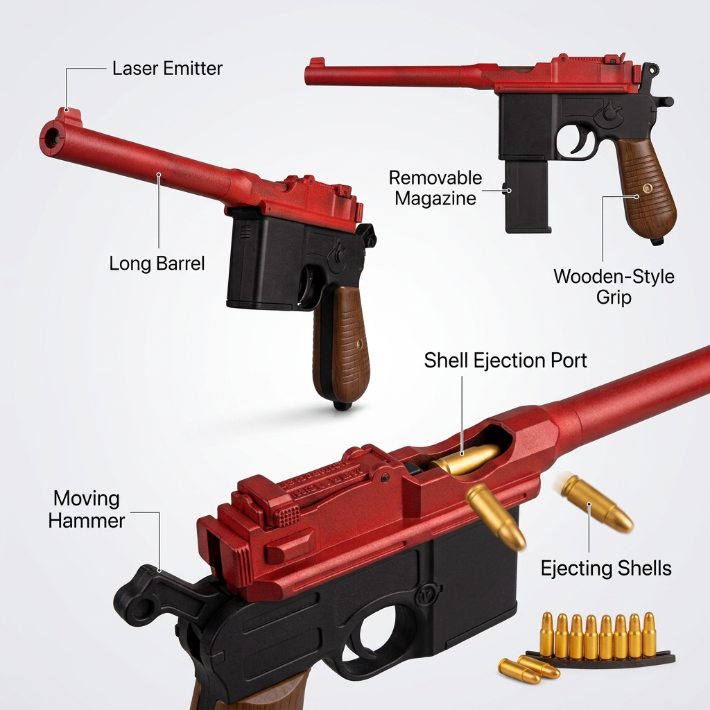 Mauser C96 Shell Ejecting Laser Pistol | Toy Gun & Cosplay Prop