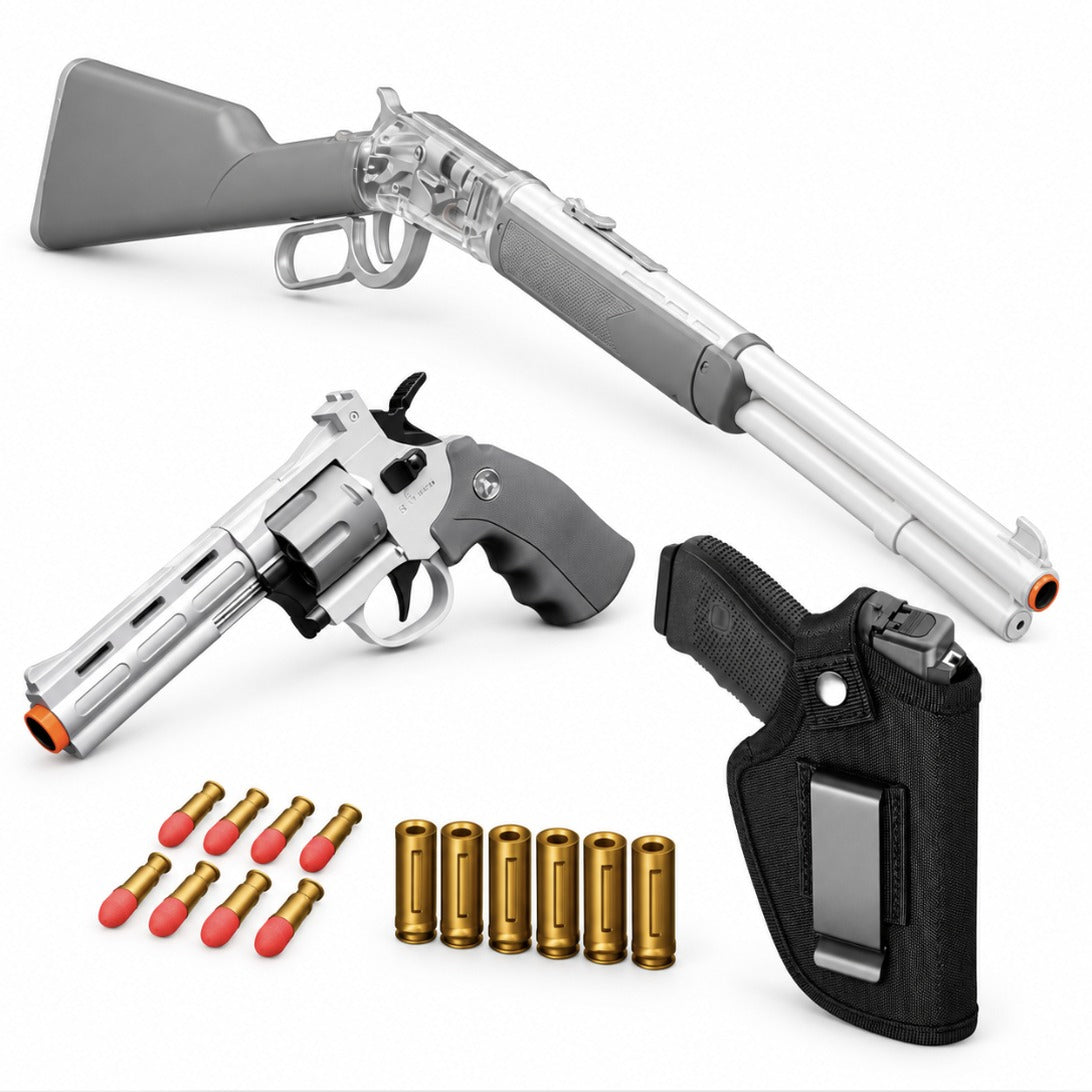Heroes of the West bundle — Python revolver, Winchester 1894 lever action repeater, pistol holster