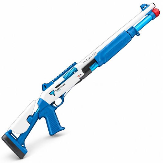 M1014 shell ejecting toy dart shotgun in white and blue