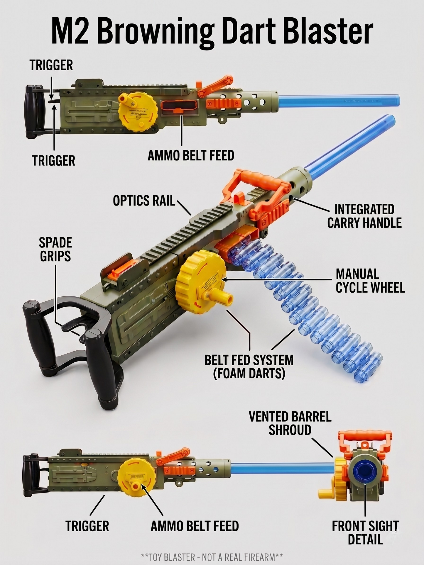 M2 Browning Belt Fed Machine Gun Dart Blaster