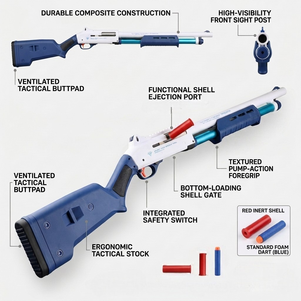 M870 Tactical Shotgun Shell Ejecting Dart Blaster Prop Cosplay Toy Gun