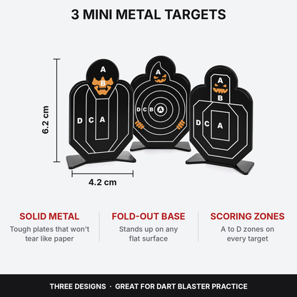 Mini Metal Practice Targets (3 Pack) | Steel Targets for Dart Blasters