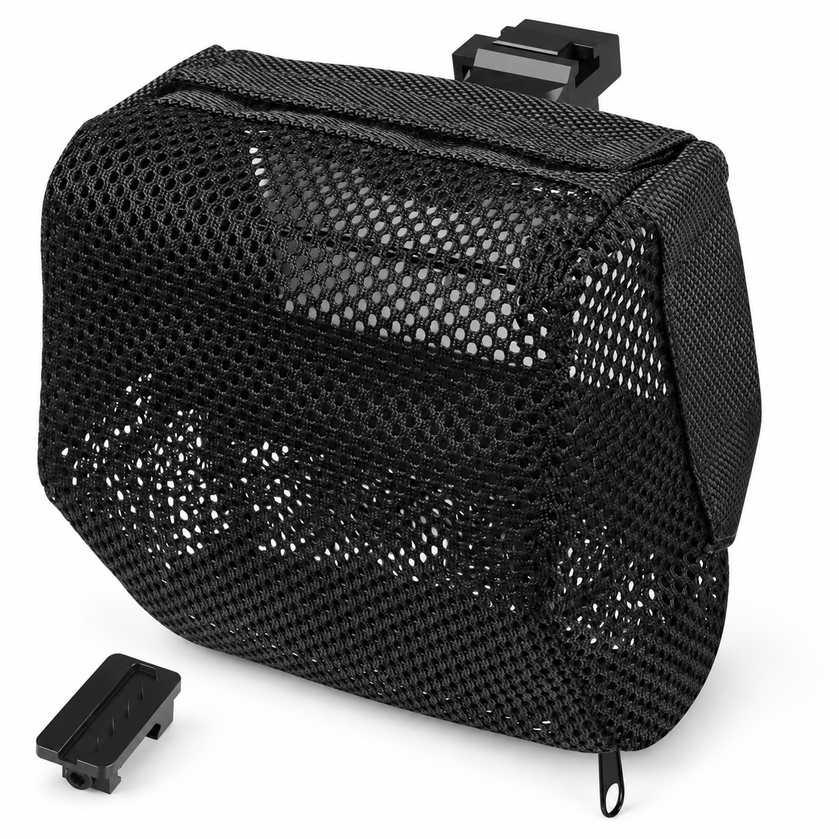 Black mesh rail mounted shell catcher bag with rail adapter