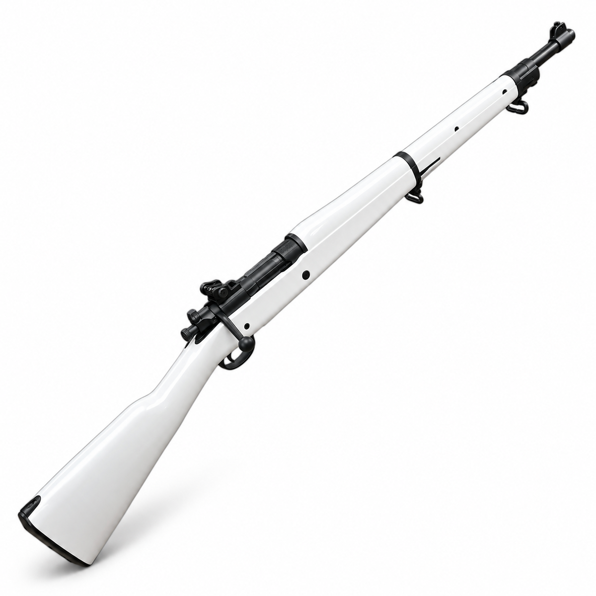 Springfield 1903 bolt action shell ejecting toy dart blaster rifle in white and black