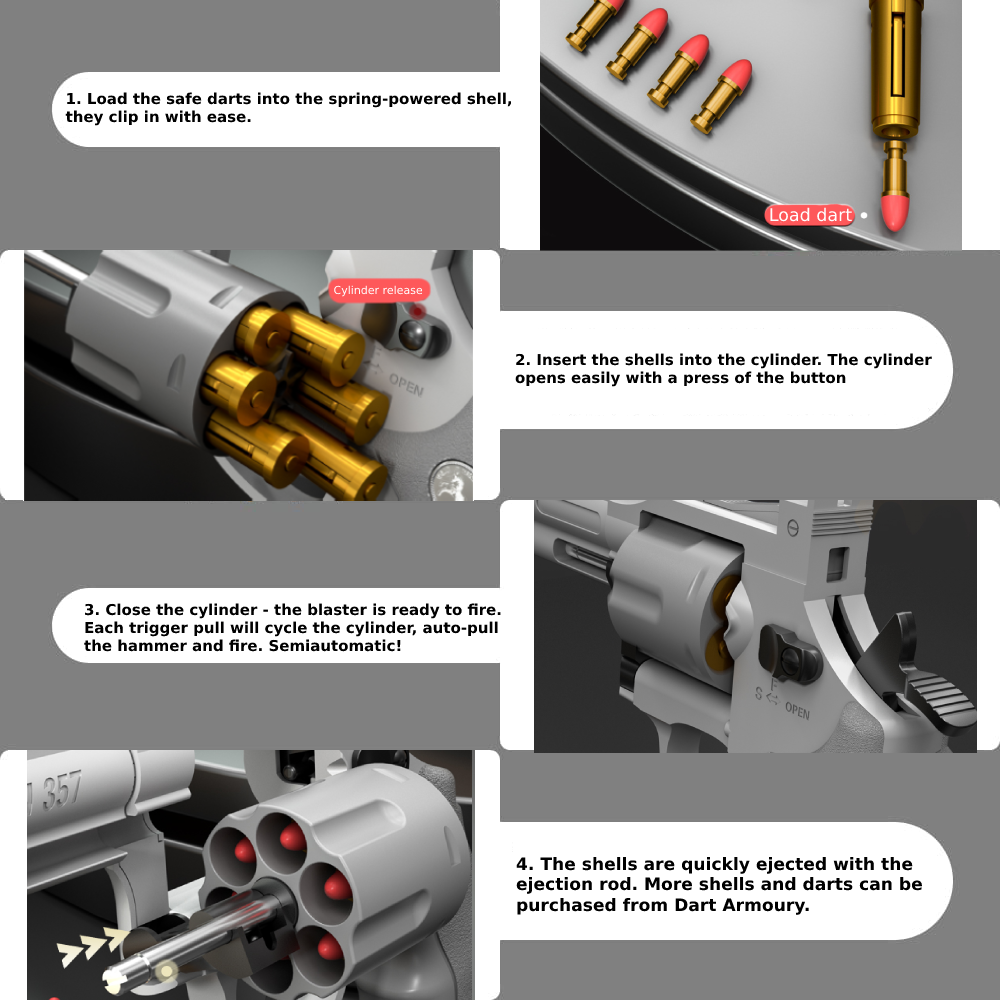 Revolver Semiauto Pistol Soft Dart Blaster Cosplay / Prop Toy Gun